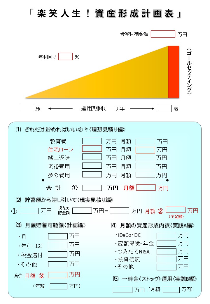 楽笑人生！　「今から始める資産形成計画表」