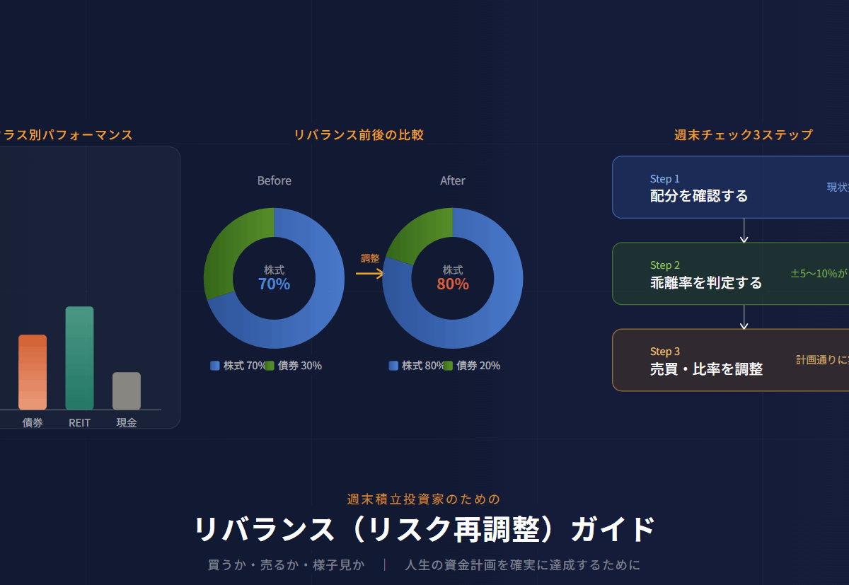 買うか売るか様子見か！？週末積立投資家なら、人生の資金計画達成の確度を高めるためにも安易にほったらかしにせずに、リバランス（リスクの再調整）の練習をしておこう！