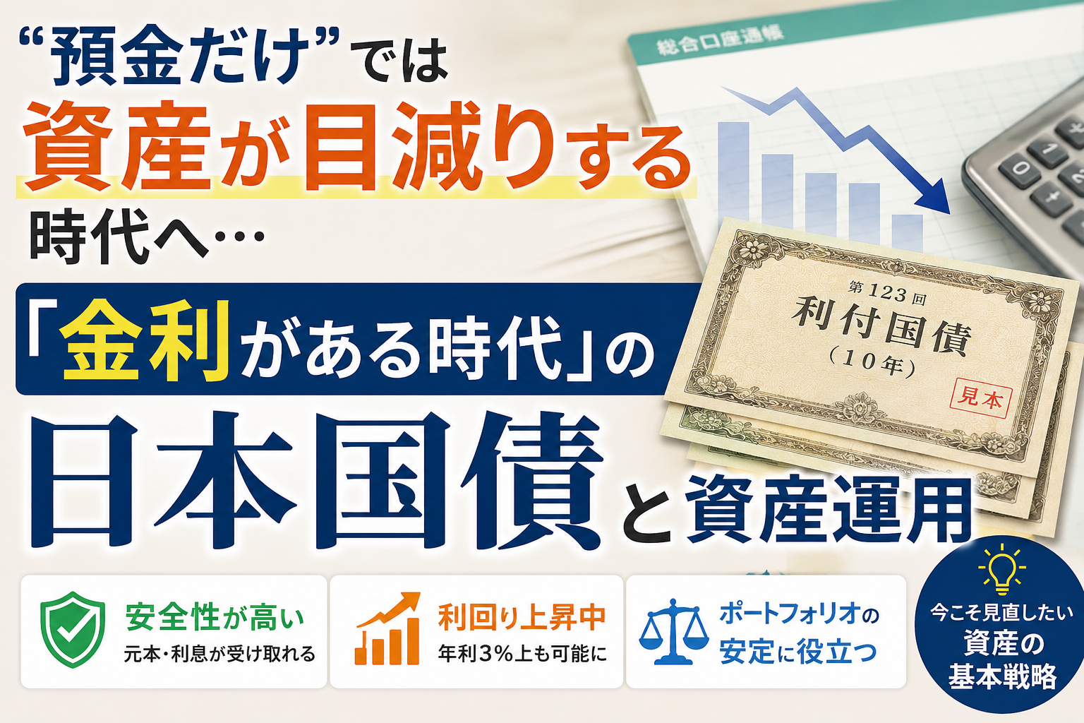 “預金だけ”では資産が目減りする時代へ…「金利がある時代」の「日本国債」と資産運用